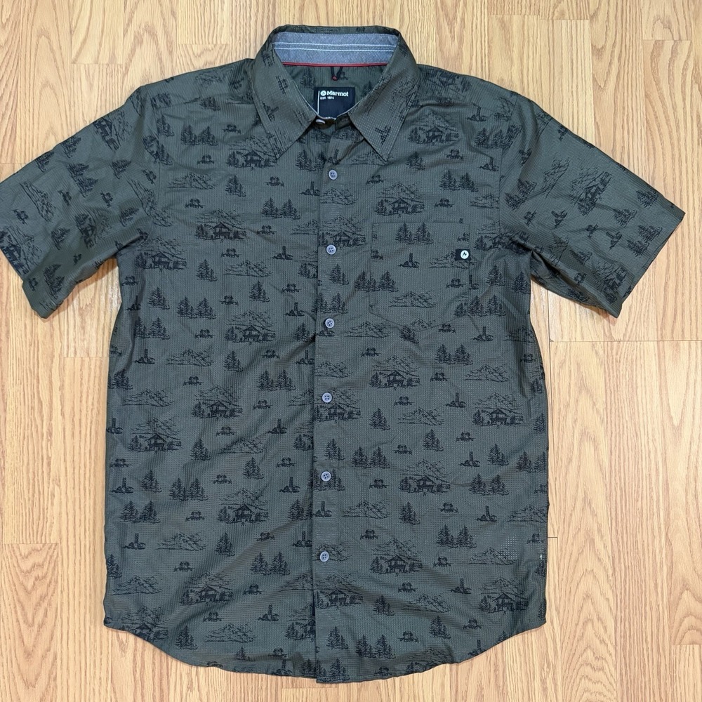 Marmot Syrocco Shirt Men Size S Nori Camping Short Sleeve